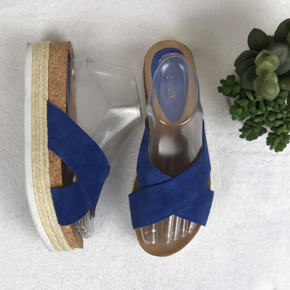 Nine West Amyas Suede Platform Sandal Sz 7.5